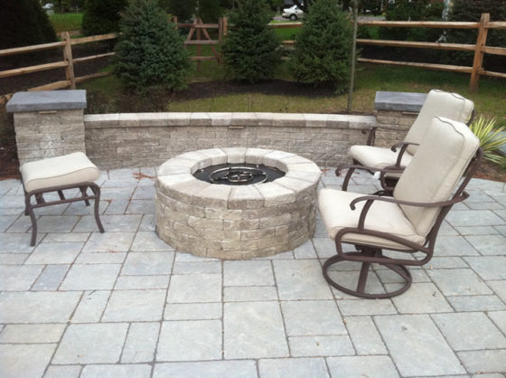 Fire Pit, Sitting Wall, Patio